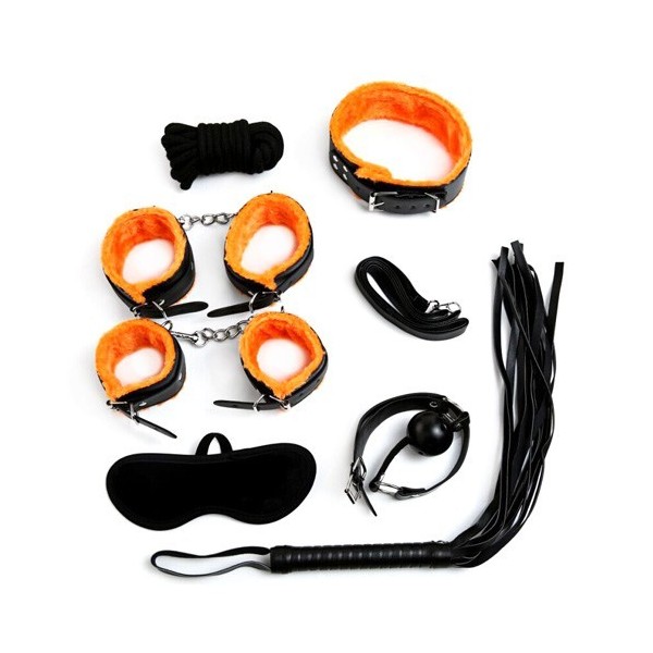Kit Bondage 7 Pièces Noir/Orange