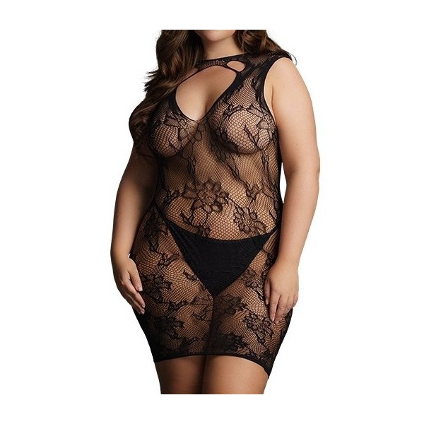 Robe sexy Grande Taille HIGH NECK Noire