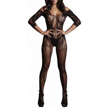 Combi sexy Lace Sleeved Noir