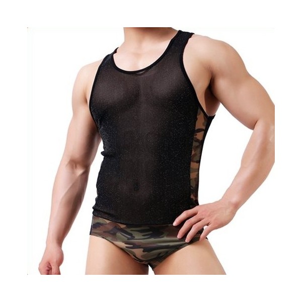 Combinaison sexy Camouflage et Noir brillant