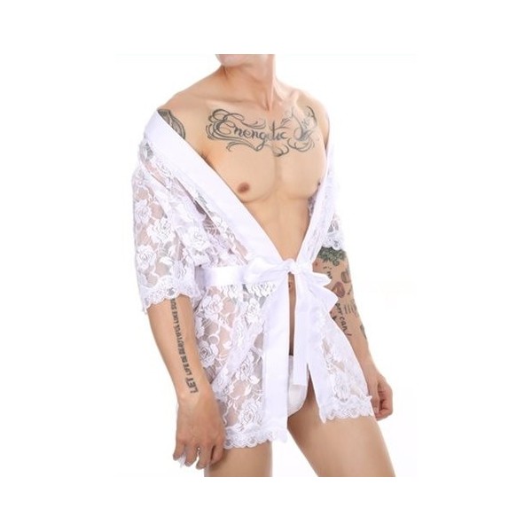 Peignoir court Dentelle Night Lace Blanc